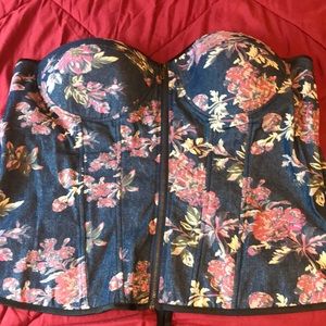 Jean flower print corset